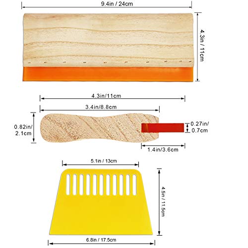 Worown 4 Pieces 4 Sizes Screen Printing Squeegee, 2 Sizes 75 Durometer Wooden Ink Scraper (9.4 and 5.9 inch), 2 Sizes Plastic Ink Scraper (6.8 and 3.3 inch), Screen Ink Scraper for Screen Printing
