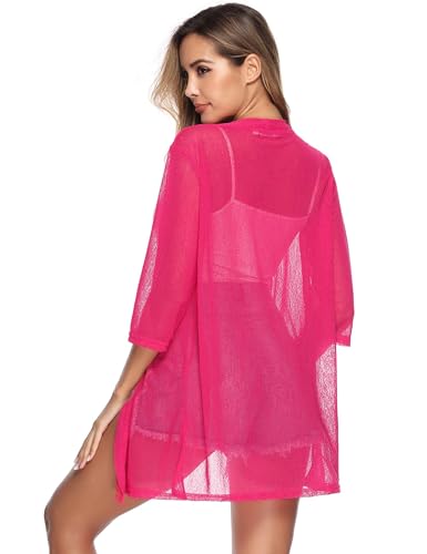 Image of iClosam Women Casual 3 /4 Sleeve Sheer Open Front Cardigan Sweater Kimono