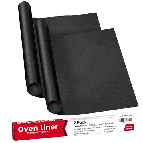 Heavy Duty Premium Oven Liner - Extra Thick Non-Stick Oven Liners for Bottom of Oven - Reusable Protector Sheet Mat for Bottom of Oven BBQ Mats Easy-Clean BPA-Free by Lxrious (2 Pack (Medium))
