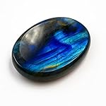 Labradorite Worry Stone 35-40mm – Healing Thumb Crystal for Anxiety & Stress Relief – Palm Meditation Stone with Velvet Pouch Christmas Gift for Men & Women - Image 2