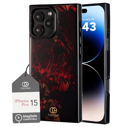 Image of COCOMII Rectangle for iPhone 15 Pro Case, Crimson Leopard