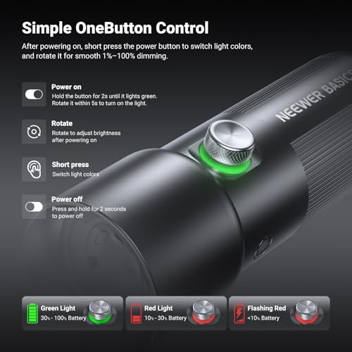 Image of NEEWER Basics RGB Photography Flashlight,4 Colors /20 GOBO Filters /CRI95+ /7500mAh,10W 6300K Portable LED Video Spotlight Patterned Ambient Aluminum Sunset Light for Recording Studio Lighting, USB, FL10