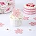 YOcity 60 Pcs Edible Cherry Blossom for Cake Decorations Edible Flowers Cupcake Toppers Wafer Paper Flowers for Baby Shower Kids Birthday Party Decorations Supplies Pink White