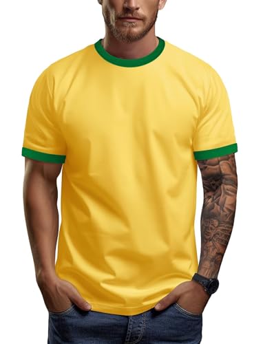 Ringer Tee Men Vintage Crewneck Athletic Retro T Shirts...