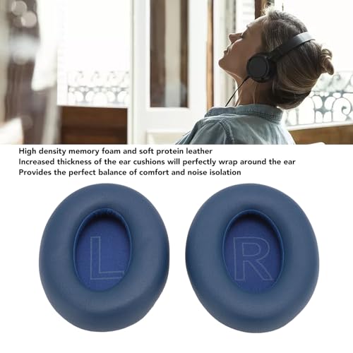 Earpads for Soundcore Life Q20 Q20 BT Headphone, Protein Leather Sponge Noise Isolation Replacement Ear Cushions (Blue) - Image 3