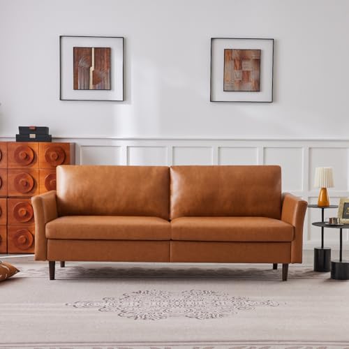 Tbfit 80" Mid Century Modern Couch, Faux Leather Sofa, Couches