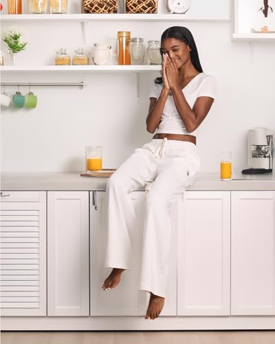 U.S. Polo Assn. Womens Wide Leg Sweatpants with Pockets, French Terry Wide Leg Sweats, Cute Sweatpants (Cloud, X-Large) - Thumbnail 2