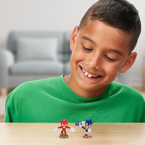 AKEDO Sonic The Hedgehog Versus Pack with Sonic and Knuckles, Mini Collectable Battling Action Warriors, 2.25 Inches Tall, Contains 2 Battle Controllers