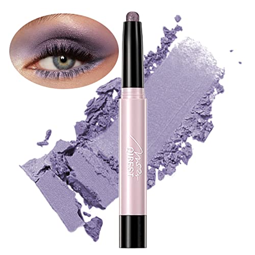 Iguzvaw Matte Eyeshadow Stick,Cream To Powder Waterproof Eye Shadow Eyeliner Pencil Crayon,Long Lasting Buildable Neutral Eye Makeup (Shimmer,12# Periwinkle Purple) #TOP6