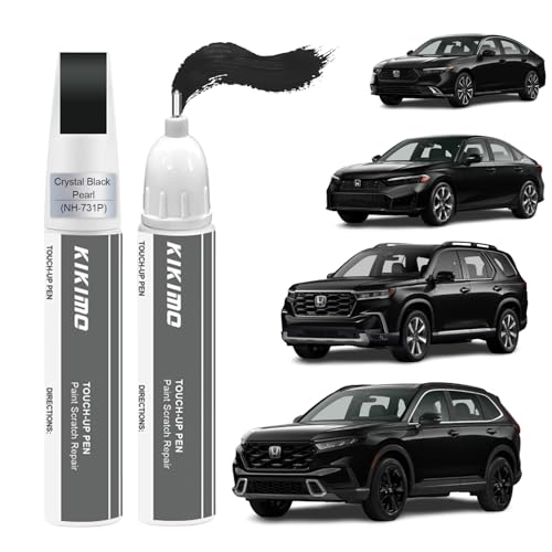 KIKIMO for Honda Touch Up Paint(Crystal Black Pearl(NH-731P)), Car Paint Repair Kit for Honda, 2 In 1 Scratches Repair with Pen Tip and Brush, Color-Matched for Quick & Easy Fix