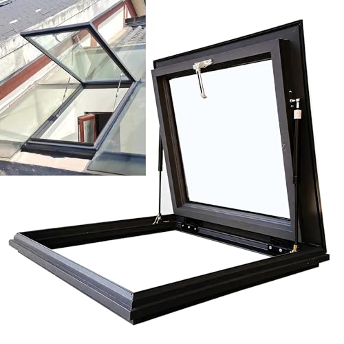 Tragaluz grande para ventana de techo, 90 x 70 cm, vidrio templado de doble capa para ático, solárium y sótano, cubierta de escape pequeña, luz natural de bajo consumo