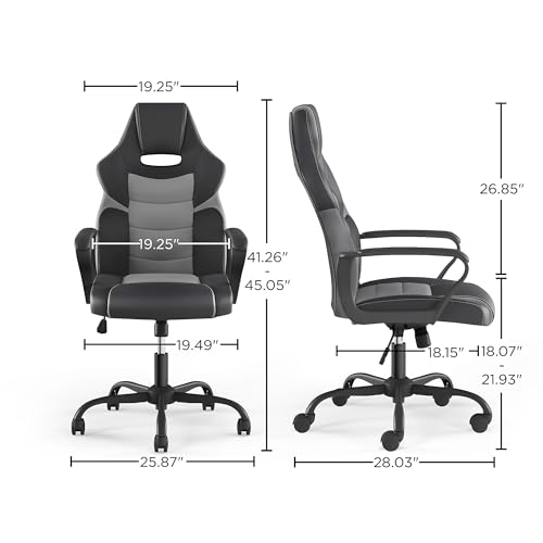 STAPLES Emerge Vector Luxura Faux Leather Gaming Chair, Black & Gray - Image 3