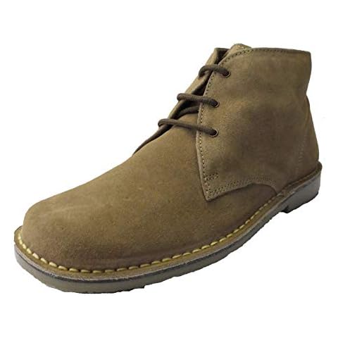 Roamers Mens 3 Eye Square Toe Suede Leather Desert Boots Sand Cover