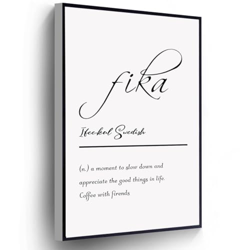 Fika Definition Canvas Scandinavian Poster Swedish Quotes Black White Wall