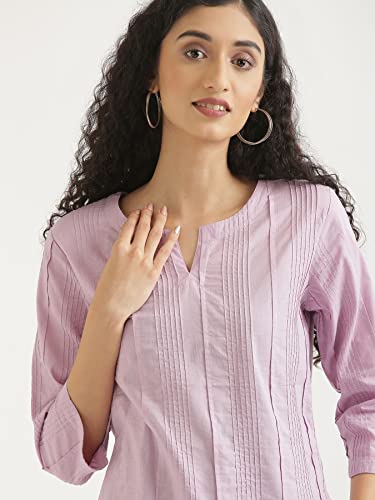 Image of SAADAA Everyday Cotton Top | Women's Regular Solid Color Top | Casual /Office Wear