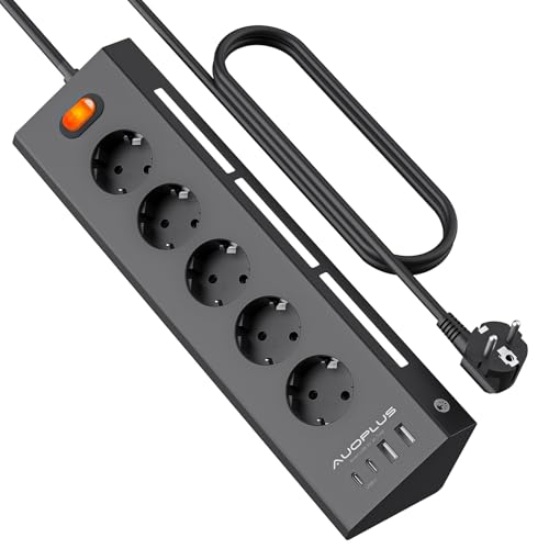 AUOPLUS Regletas Enchufes con USB Multiple con 5 Toma de Corriente y 4 USB Puertos,...
