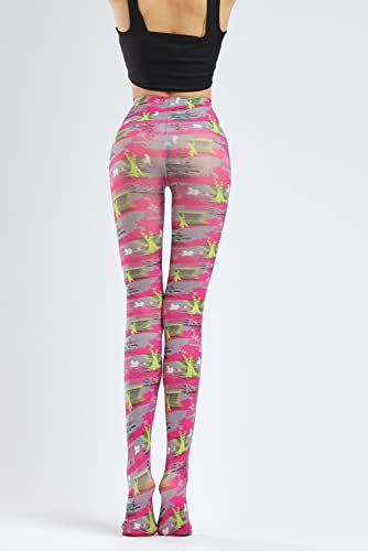 Image of Sahabowi Women's Sheer Tights, Digital Print Designs Stockings
