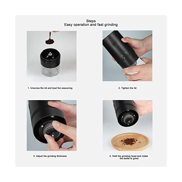 Molinillo de Especias, Molinillo de Granos de Café Eléctrico Visible para Cocina Casera(negro) - Imagen 6