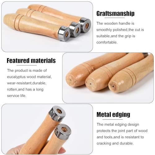 TopHomer 10Stück Holz-Feilengriff, Sicherheits-Feilengriff mit Metall-Sicherheitsringen, Feilenschneidewerkzeug-Griff, langlebiger Ersatz-Feilenschneidegriff für Holzbearbeitungsschreiner (110mm)