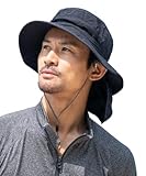 [リンネ] サファリハット ユニセックス UVカット UPF50+ 撥水 サンシェード付き ブラック M