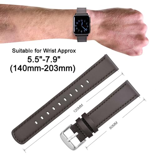 Image of ANNEFIT 19mm Watch Band, Quick Release Genuine Leather Replacement Strap (Dark Brown /Dark Brown Stitching)