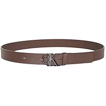 Calvin Klein Uomo Cintura Buckle 3,2 cm con Fibbia con Monogramma, Marrone (Ck Dark Brown), 85 cm