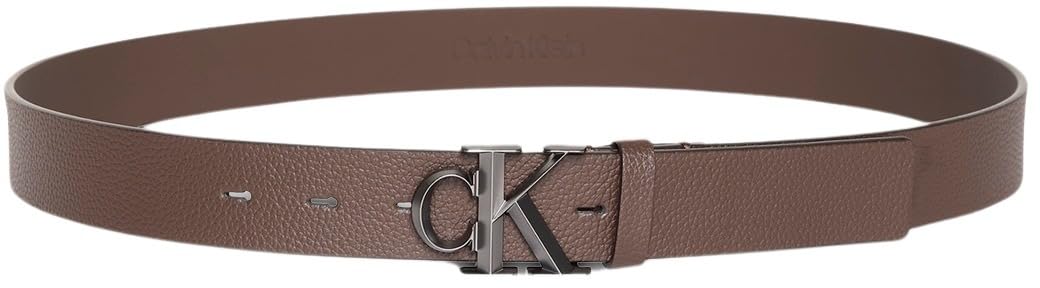 Calvin Klein Men’s Monogram Buckle 3.2 cm Belt, Brown (Ck Dark Brown), 37.4 inches