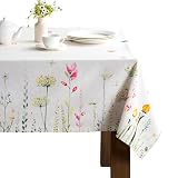Maison d' Hermine Table Cloth Rectangle Table 100% Cotton 54 x 72 Inches Tablecloth Reusable Decorative for Dining Kitchen Room Farmhouse Party Home Hotel Restaurant Spring Summer - Botanical Fresh