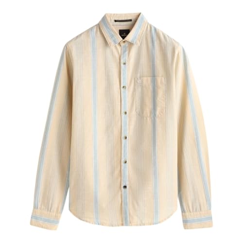 Image of WROGN Men's Pure Cotton Shirt | Yarn-Dyed Striped | Slim Fit