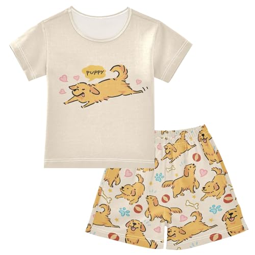 Golden Retriever Cute Yellow Summer Cute Pajama Sets, Short Sets for Daily Wears and Sleep Wears