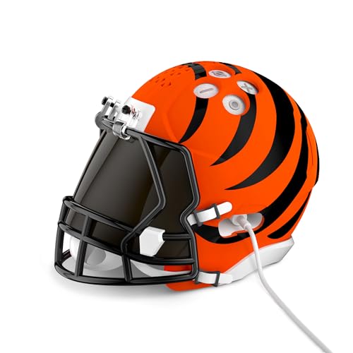 Image of NFL Echo Dot Bundle: Includes Echo Dot | Glacier White and Limited-Edition NFL Helmet Stand | Cincinnati Bengals