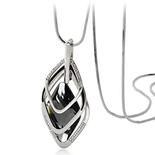 Nefefen Long Alloy Flower Rhinestone Sweater Chain, Round Bead Long Temperament Women's Sweater Chain, Jewelry For Womens-White K Color #TOP22