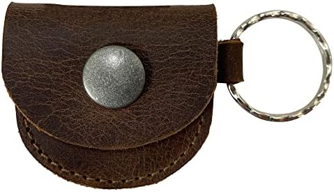 Hide & Groom, Rustic Ring Case Keychain Handmade from Full Grain Leather, Key Organizer, Easily Attach to Keys, Bride & Jewelry Storage - Bourbon Brown