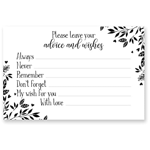 Manta Makes Advice and wishes cards | pack of 50 4"x6" floral card in calligraphy cursive with mad libs | Ideal for - engagement - anniversary - wedding receptions - bridal showers - weddings Cover