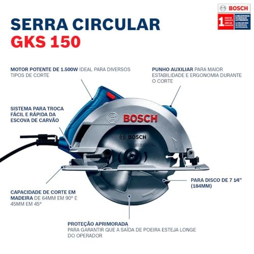 Bosch Serra circular manual GKS 150 1500w 127v com disco