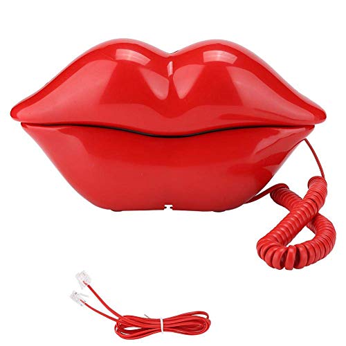 Neuheit Lippen Telefon Festnetztelefone für Zuhause, Red Mouth Telefon Wired Sexy Lip Phone Cartoon Shaped Real Corded für Home Hotel Büro Dekoration(rot)