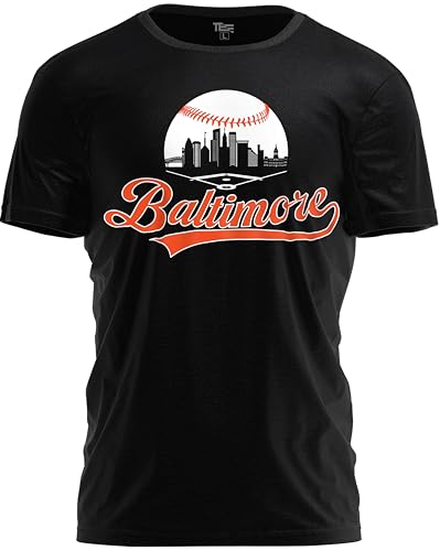 TeeStock Baltimore Baseball Shirt Cityscape Fan T-Shirt with Urban Skyline Graphic