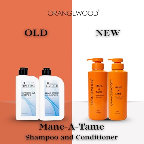 Image of Orangewood Mane‑A‑Tame Repair Rescue Shampoo & Conditioner - 2 x 350 ml Combo - Sulphate‑, Paraben‑ & Mineral‑Oil‑Free - Infused with Lime, Avocado & Quinoa to Smooth & Repair Damaged Hair