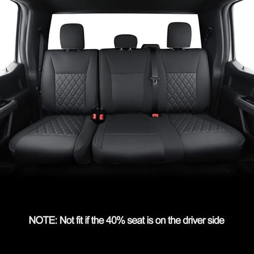Image of LUCKYMAN CLUB for F150 SuperCrew 2010-2014 Custom Pickup Car Truck Seat Covers X06-XLTZ, Waterproof Faux Leather, Full Coverage, Also Fit 2011-2016 F250 /F350 (Black Full Set)