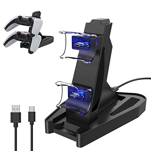 PS5 Controller Charger Station, KIWIHOME PS5 Charging Station Dock for PS5 Playstation 5 DualSense Controller, Dual PS5 Controller Charger Docking Station with Charging Cable and LED Indicator