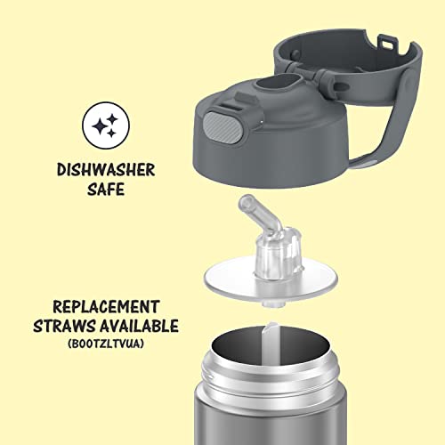 Thermos Funtainer 12 Ounce Stainless Steel Vacuum Insulated Kids Straw Bottle, Grey #TOP3
