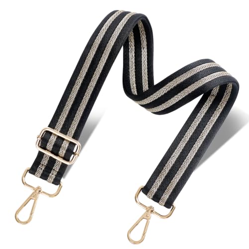 Image of chushui Herringbone Purse Strap Replacement Wide Adjustable Crossbody Strap with Metallic Thread,Woven Fashion Shoulder Bag Strap for Tote Handbag, Gold Silver Shimmer
