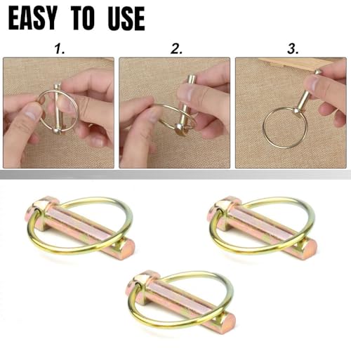 Comonc 6 Pcs 7/16 Lynch Pin Assortment Kit Linch Pin With Ring Heavy Duty Lynch Pin For Farm Tractors Trailers Trucks Mower ,7/16 By 1-3/4-Inch thumb #2