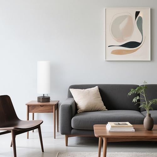 Touch Table Lamp, 3-Way Dimmable Modern Minimalist Accent Bedside Lamp with Cylinder Fabric Shade, Night Light Nightstand Desk Lamp for Bedroom Living Room Kitchen, 9W LED Bulb Included