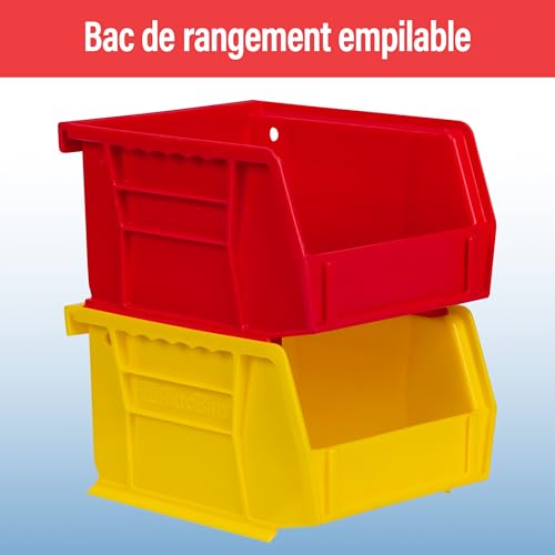 Bac de rangement empilables plastique noir AkroBins pour optimiser tiroirs et étagères