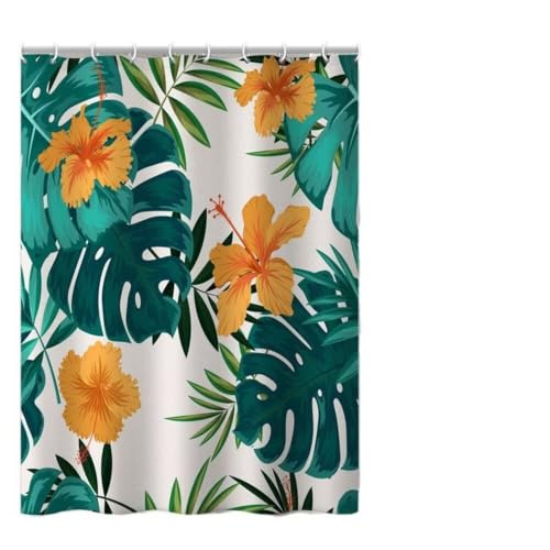 Rideau de douche imperméable en polyester de qualité supérieure à motif plantes - 2