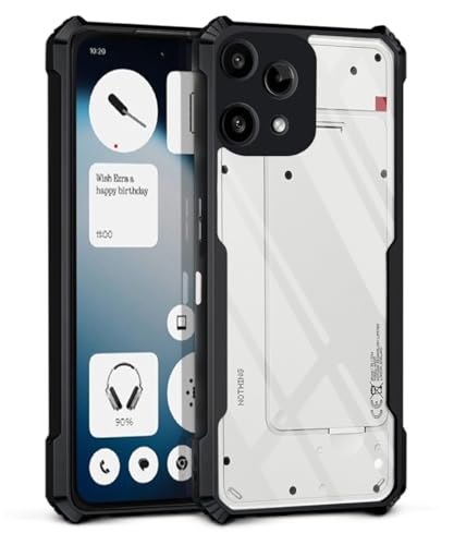Image of WOW IMAGINE Shock Proof Clear Back Case Mobile Cover for Nothing Phone 3A Lite (Hard | Hybrid PC + TPU | Full Armour Device & Camera Protection | Black)