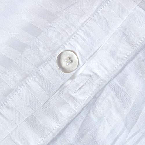 Parure de lit 2 personnes en percale de coton blanc de qualité supérieure - 4