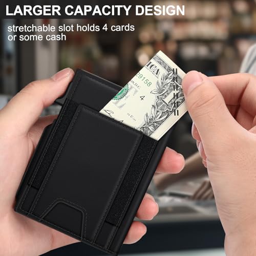 Image of Wallet for Men Wallet with Slim Pop Up Card Holder 9-13 Cards, Bifold Minimalist Smart Wallet RFID Blocking Credit Card Holder with ID Window & Stretchable Cash Slot Compact Metal Aluminum Card Case
