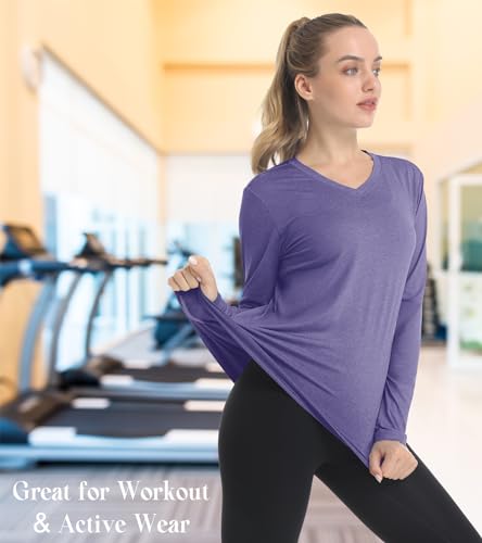 EKLENTSON Women's Long Sleeve T Shirts V-Neck UPF 50+ UV Sun Shirt Quick Dry Performance Tees Workout Athletic Tops4
